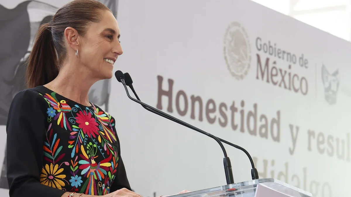Claudia Sheinbaum durante su gira de rendición de cuentas en Pachuca, Hidalgo