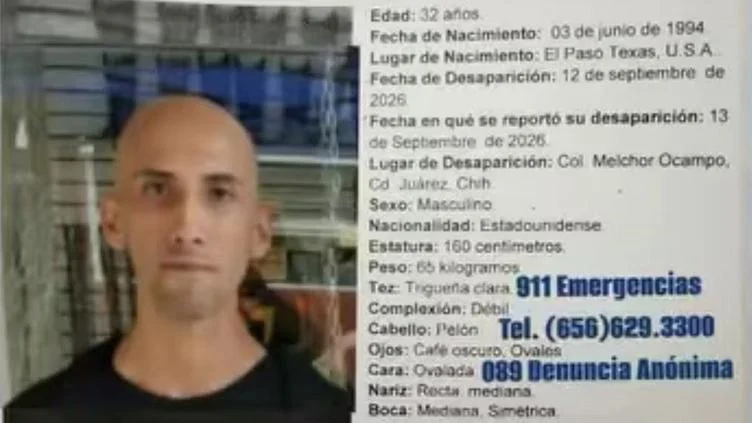 Ficha de búsqueda de Iván Gamaliel Botello, desaparecido en Ciudad Juárez