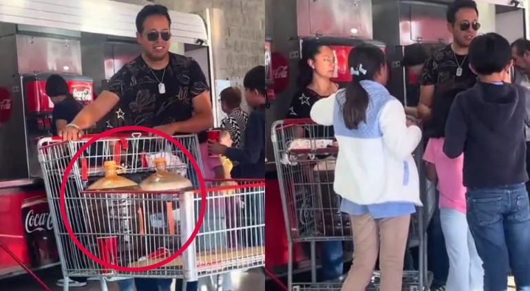 Familia llena garrafones con refresco en Costco Aguascalientes
