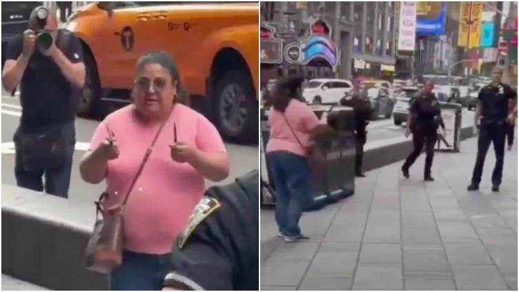 Zona de Times Square donde ocurrió el ataque con cuchillos y la intervención policial