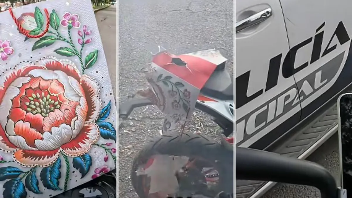 Restos de un ramo que explotó cerca de un repartidor en Tlalnepantla