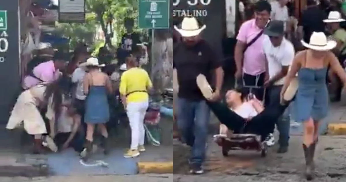 Turista inconsciente trasladado sobre un diablito de carga en Tequila, Jalisco