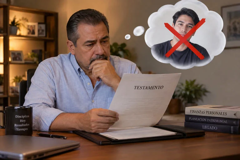 Documento de testamento relacionado con la distribución de una herencia en México