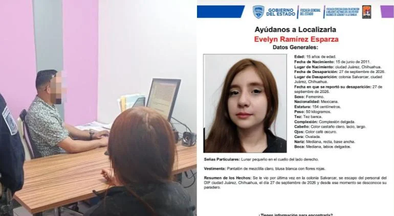 Reporte de búsqueda de Evelyn, adolescente desaparecida en Ciudad Juárez