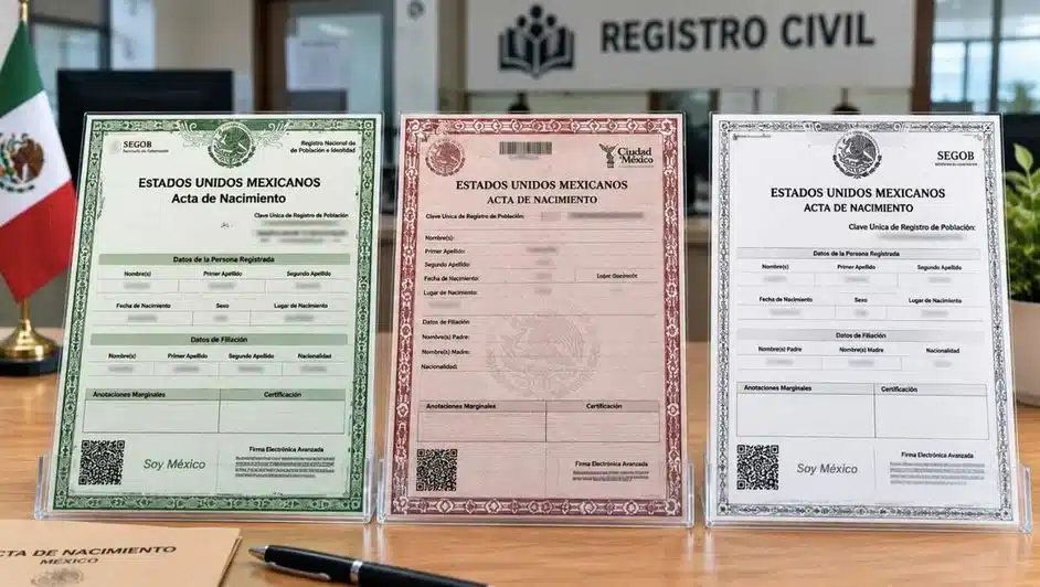 Formatos de acta de nacimiento vigentes en México durante 2026
