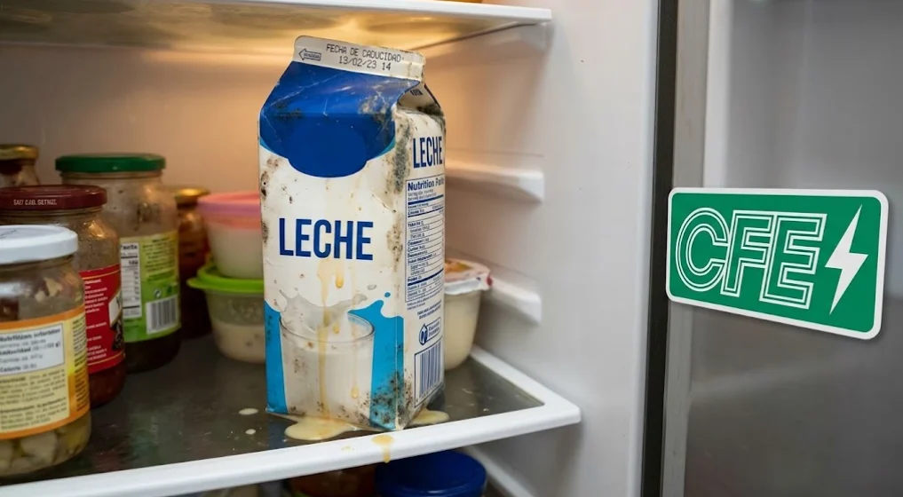 Refrigerador con alimentos durante una interrupción del servicio de la CFE