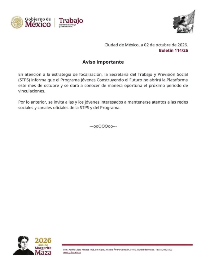 Sheinbaum confirma suspensión de la beca a jóvenes 2