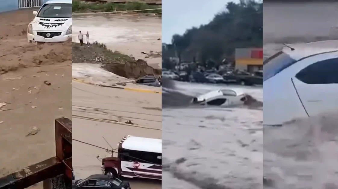 Calles inundadas por tormenta con granizo en Ciudad Juárez