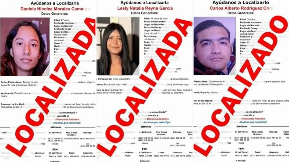 Ficha informativa de tres personas localizadas con vida en Ciudad Juárez