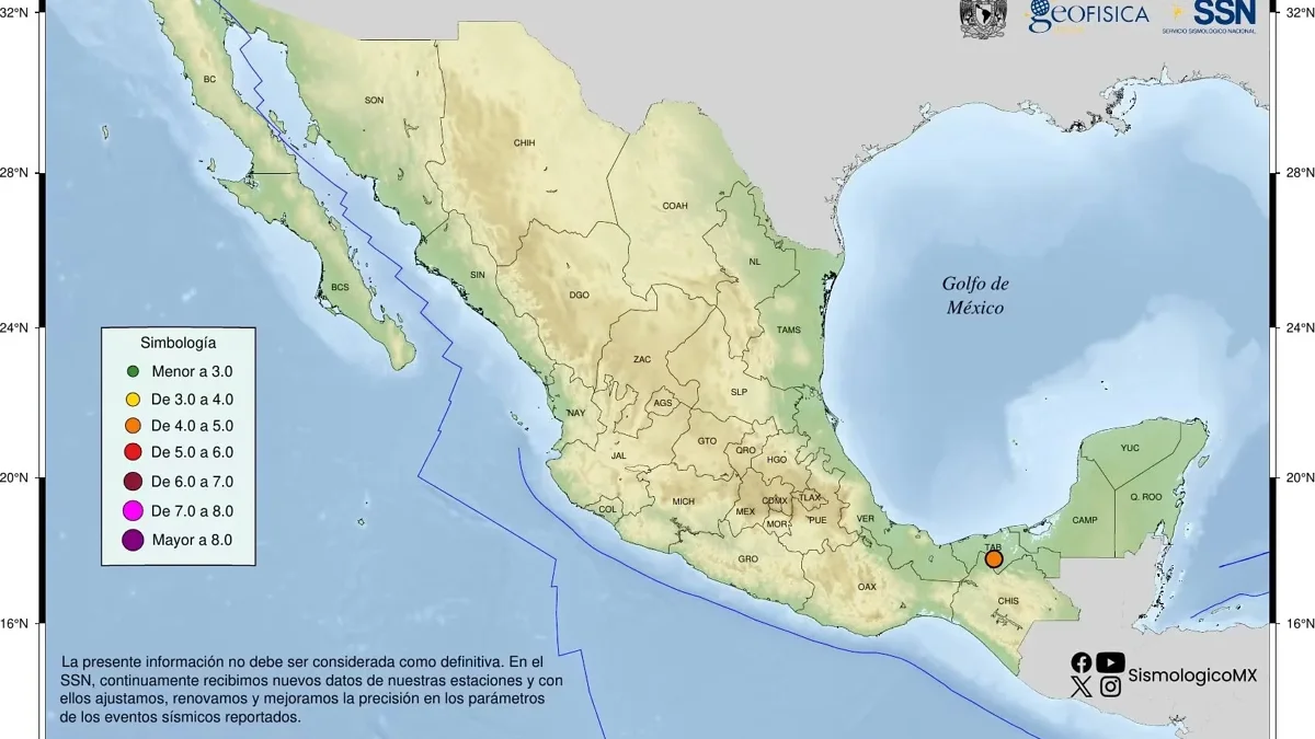 Imagen ilustrativa de un sismo registrado cerca de Parrilla, Tabasco