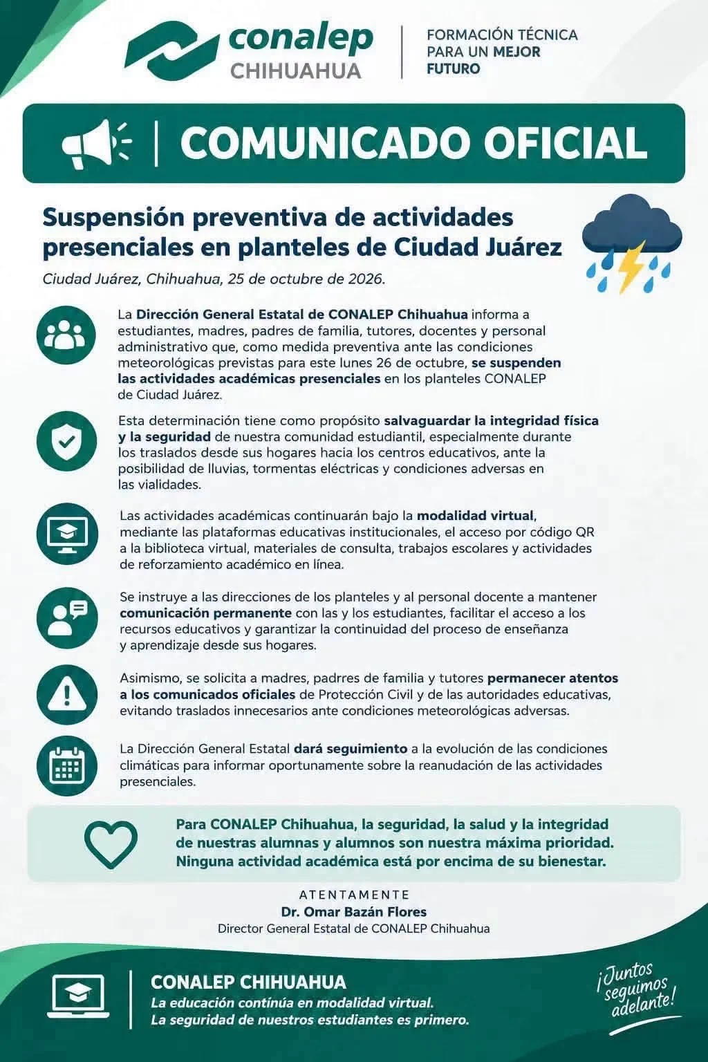 Conalep y CBTIS dan a conocer que pasar con las clases hoy 3