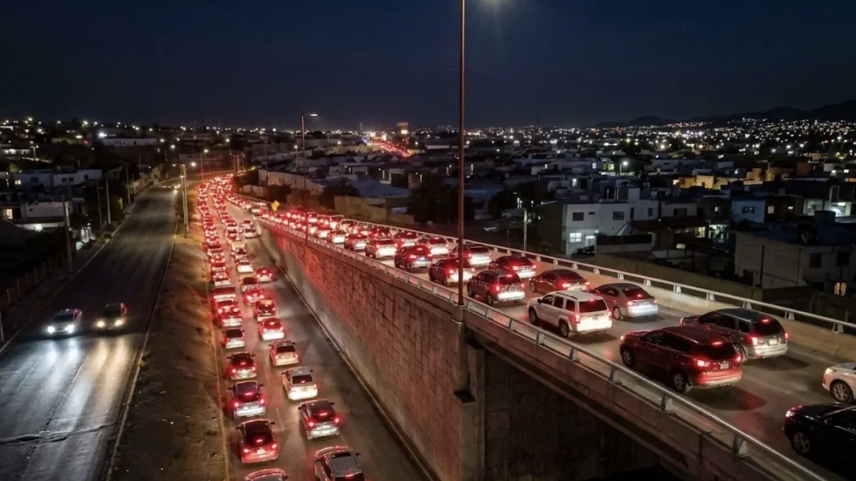 Tráfico detenido sobre Paseo de la Victoria en Ciudad Juárez