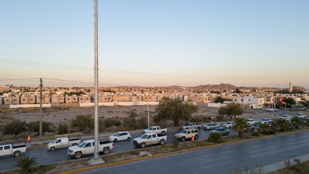 Congestionamiento vehicular en la avenida De las Torres de Ciudad Juárez