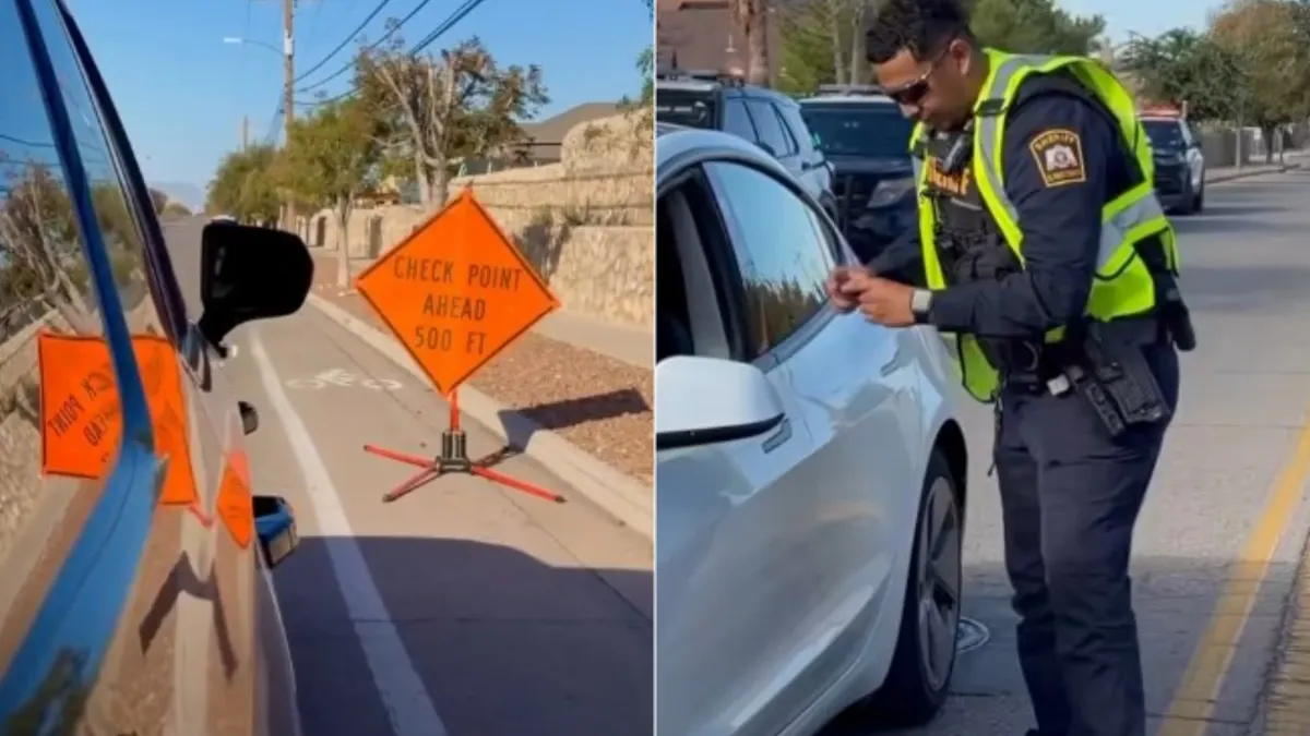 Agentes del Sheriff del Condado de El Paso durante un retén vial para revisar licencias de conducir