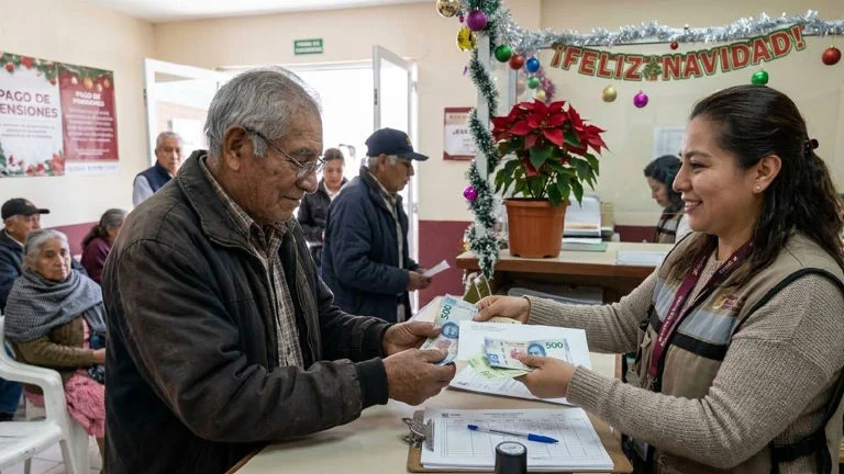 Pensionados consultan las fechas de pago del aguinaldo 2026 del IMSS e ISSSTE