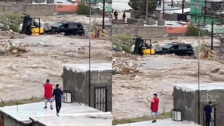 Desbordamiento de la presa La Montada después de las lluvias en Ciudad Juárez