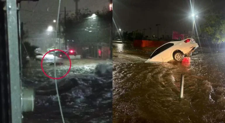 Vehículos afectados por inundaciones tras una tromba en Chihuahua
