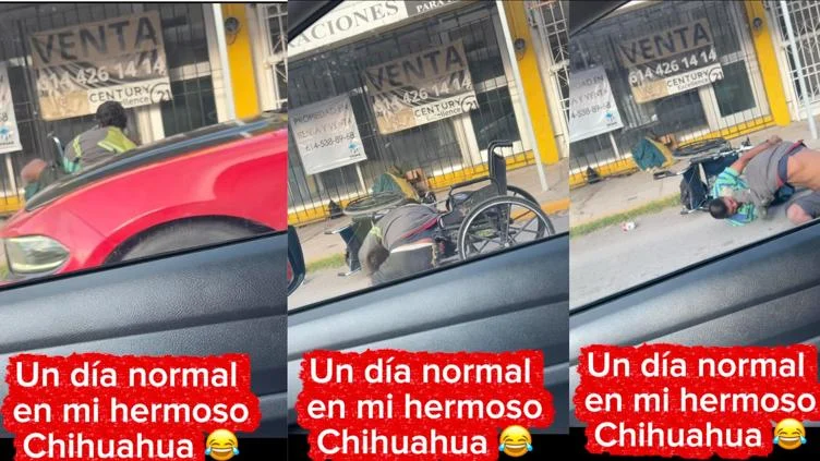 Pelea entre dos hombres en silla de ruedas en el Centro de Chihuahua