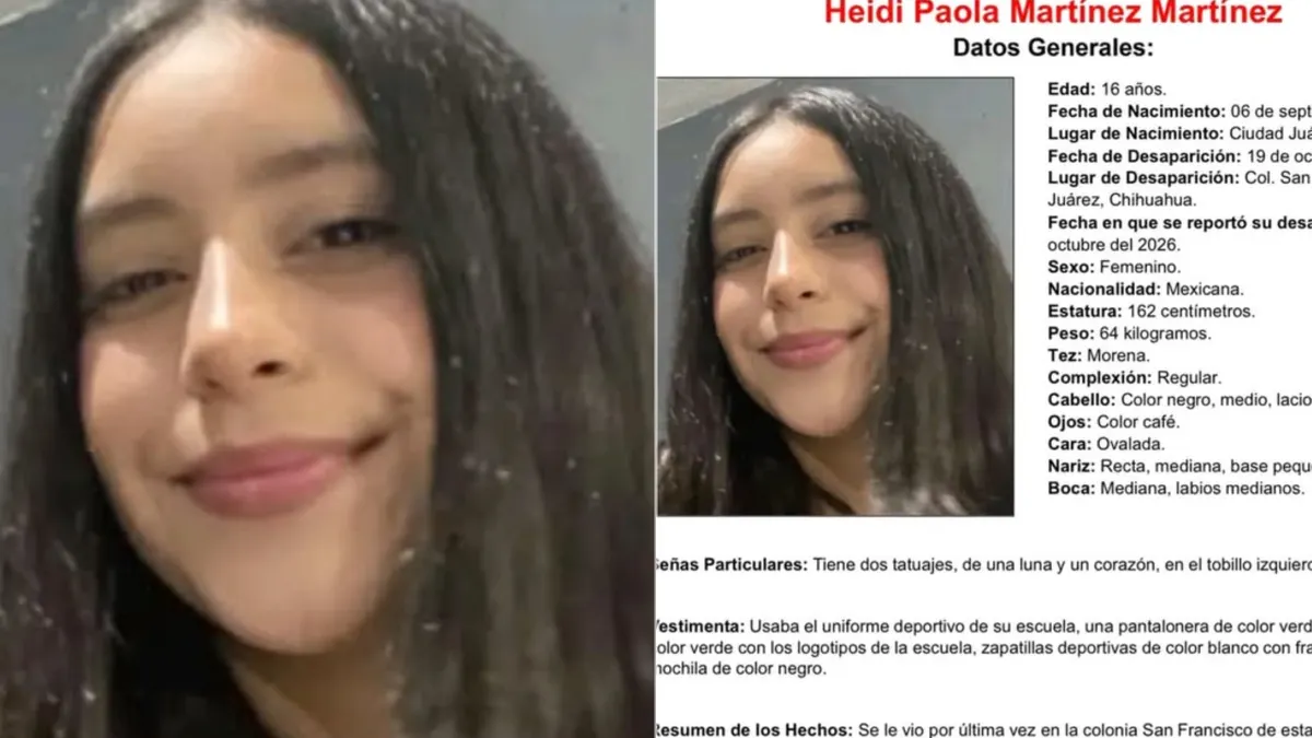 Ficha de búsqueda de Heidi Paola Martínez Martínez, desaparecida en Ciudad Juárez