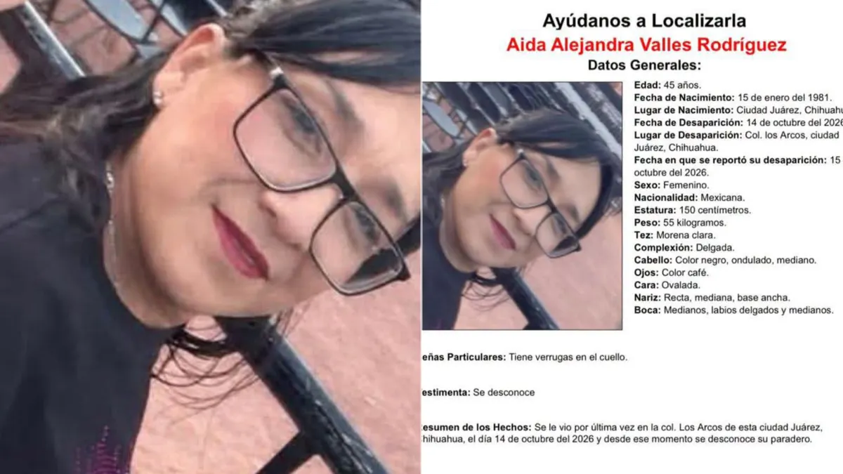 Ficha de búsqueda de Aida Alejandra Valles Rodríguez, conductora de Uber desaparecida en Ciudad Juárez