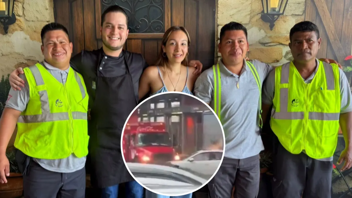 Chef Ángel junto a trabajadores que ayudaron a rescatar a su familia en Acapulco