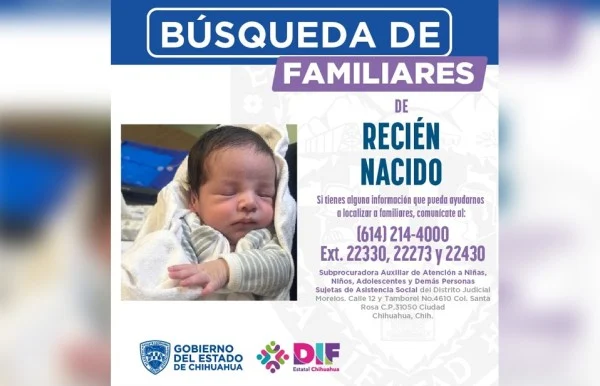 Ficha del DIF Estatal para buscar a familiares de un bebé recién nacido