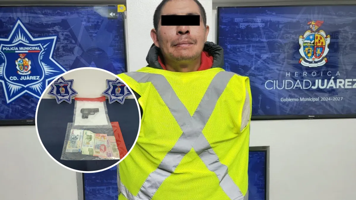 Presunto asaltante detenido por policías municipales en Ciudad Juárez