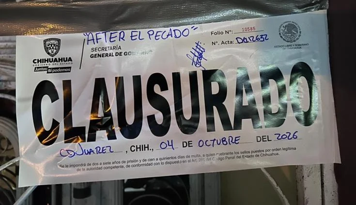 Clausura del salón de bailes After El Pecado en Ciudad Juárez