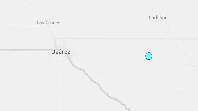 Ubicación de dos sismos registrados cerca de El Paso, Texas