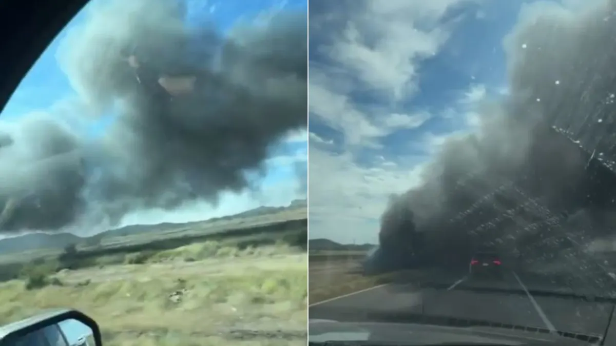 Vehículo incendiado tras una volcadura en la carretera Chihuahua-Juárez