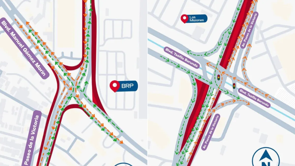 Circulación vehicular sobre Paseo de la Victoria durante obras viales en Ciudad Juárez