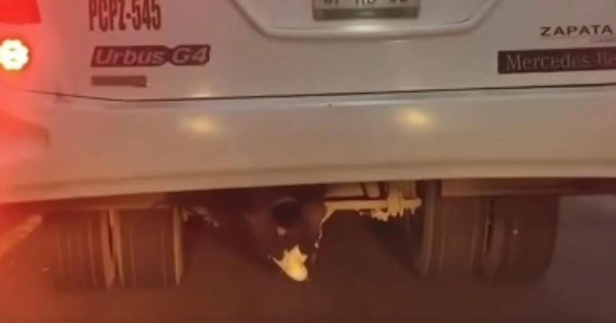 Autobús en cuyo portallantas fue localizado un menor de secundaria en Querétaro