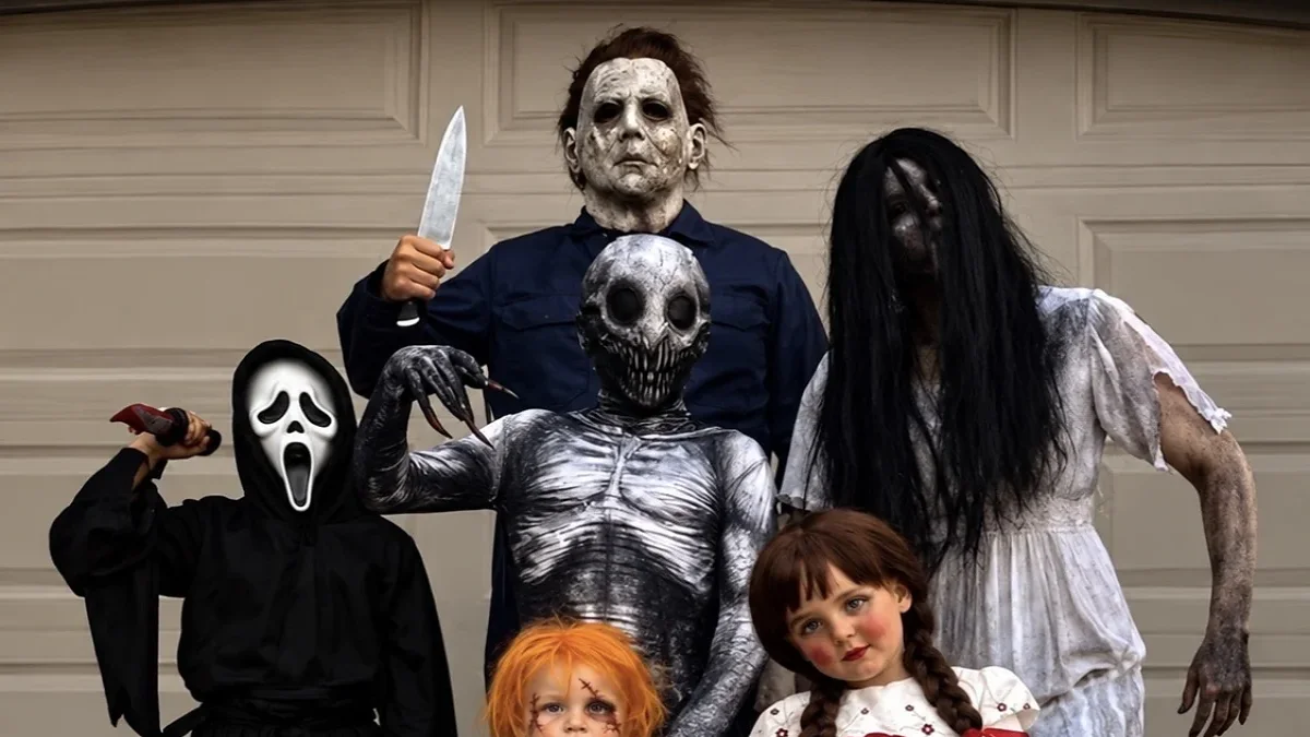 Familias disfrazadas durante una celebración de Halloween en Ciudad Juárez
