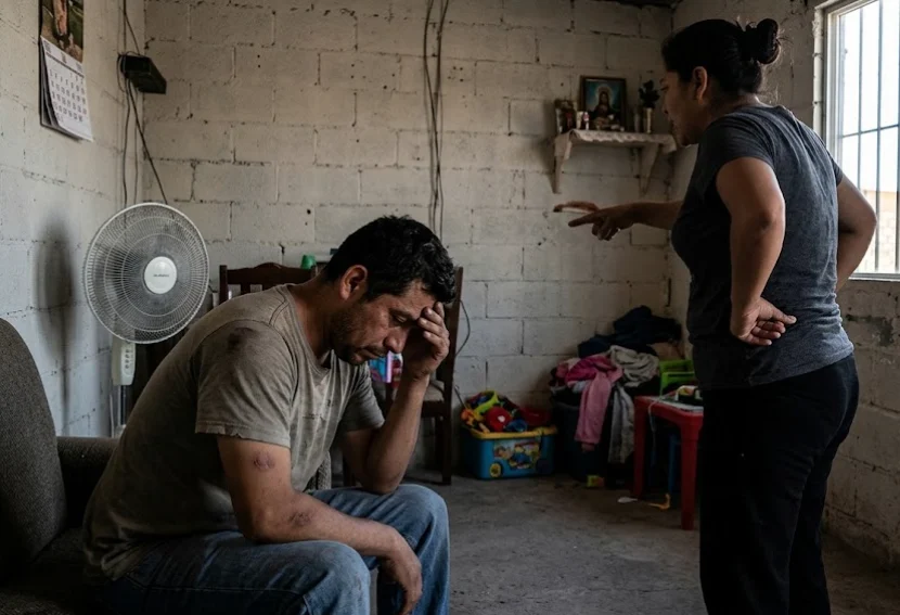 Hombre sentado y preocupado ante una situación de violencia de pareja en Ciudad Juárez