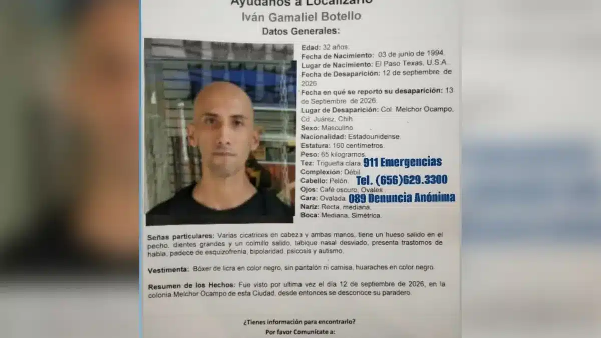 Ficha de búsqueda de Iván Gamaliel Botello en Ciudad Juárez