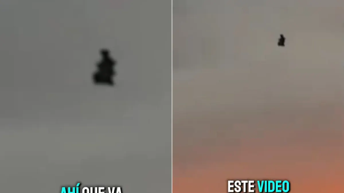 Silueta oscura aparentemente flotando en el cielo de Samalayuca