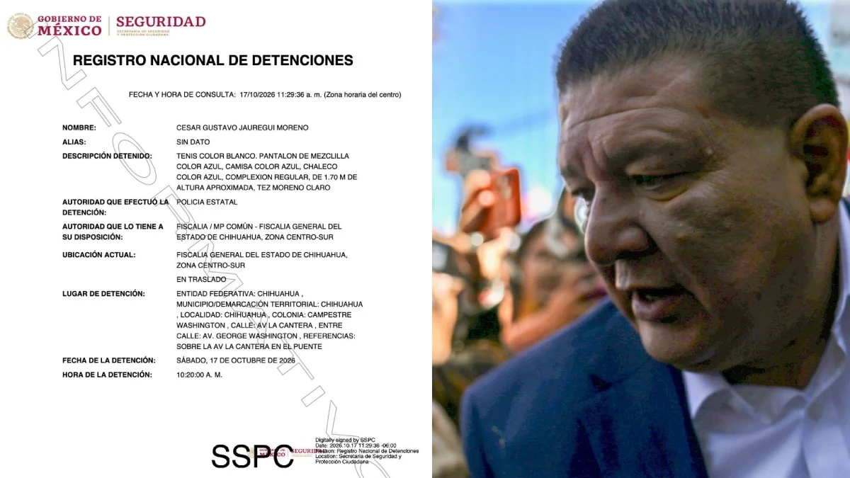 Registro Nacional de Detenciones de César Jáuregui Moreno