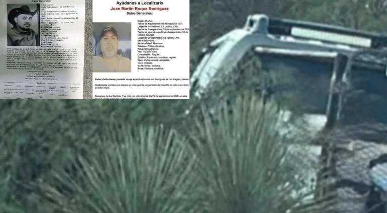 Brecha rumbo al campo volcánico El Potrillo donde hallaron una camioneta con dos hombres sin vida