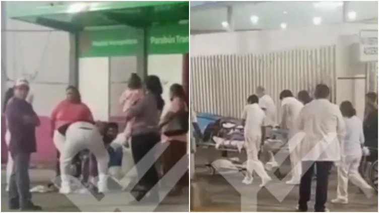 Personal médico auxilia a una mujer que dio a luz en una parada de camión en Monterrey