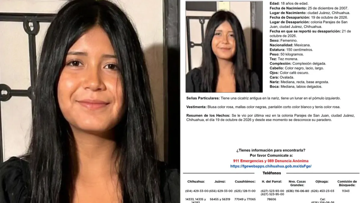 Pesquisa para localizar a Lesly Natalia Reyna García, desaparecida en Ciudad Juárez