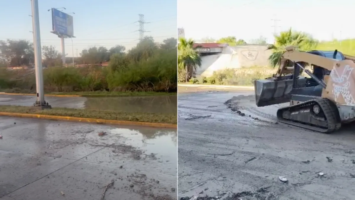 Trabajos para retirar agua acumulada en la avenida de las Torres de Ciudad Juárez