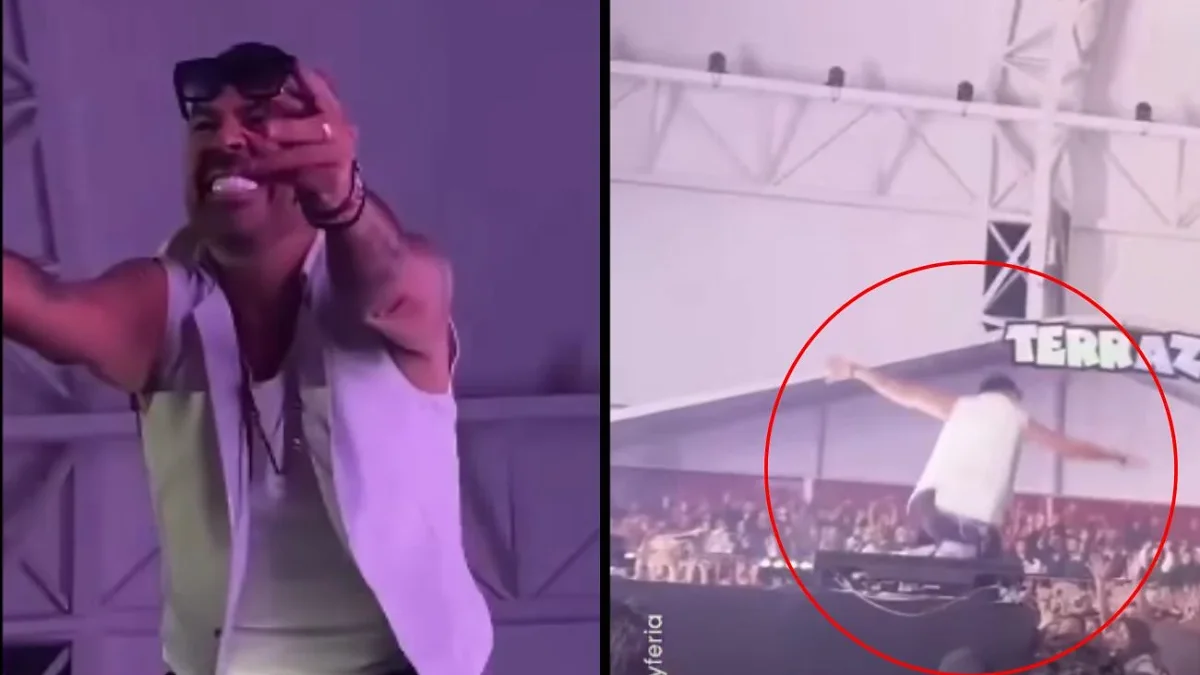 Jorge D’Alessio durante el concierto de Matute en Pachuca antes de sufrir una caída