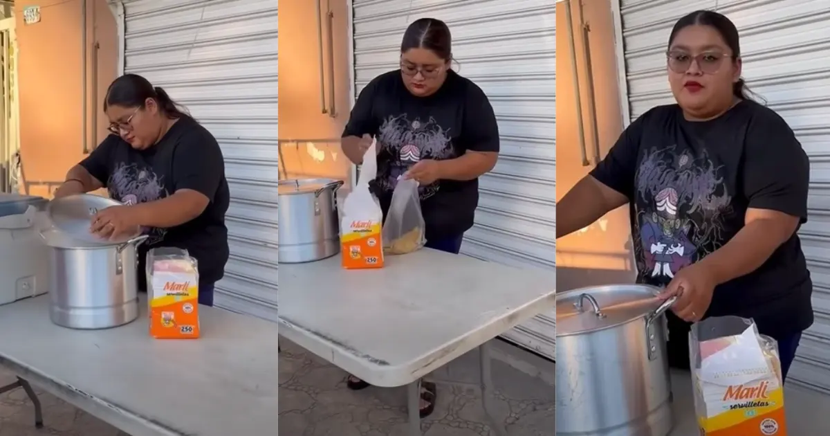 Hombre confronta a vendedora frente a un puesto de tamales en Tijuana