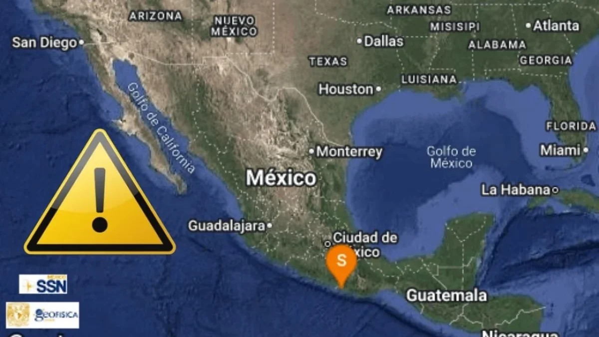 Mapa de México con los epicentros de los sismos registrados en Oaxaca y Chiapas