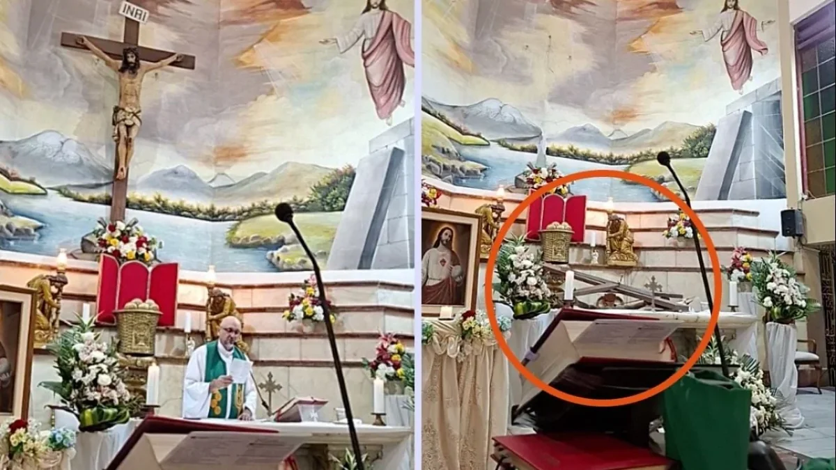 Sacerdote Patricio Sánchez durante una celebración religiosa en Guayaquil