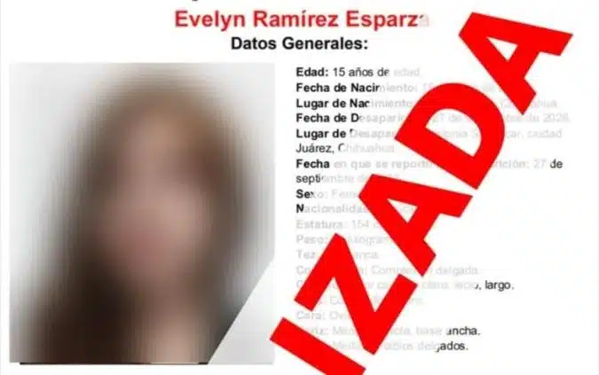 Localizan sana y salva a Evelyn en la ciudad de Chihuahua